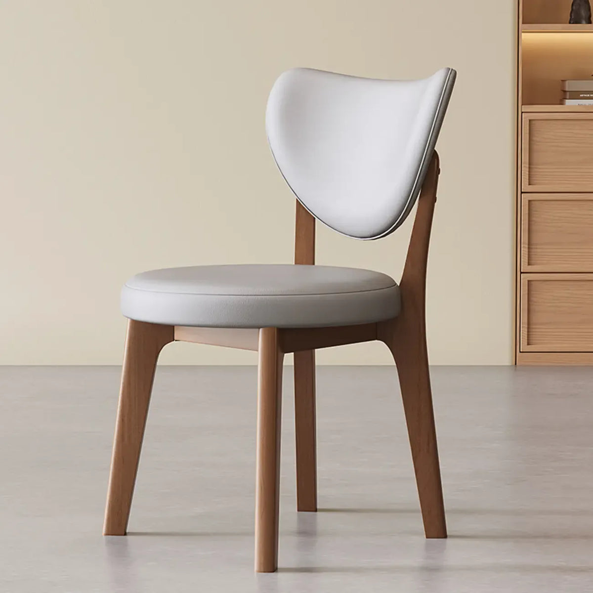 Chaise de salle à manger moderne sans accoudoirs, dossier enveloppant et revêtement en similicuir