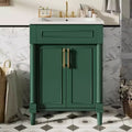 Mobile da bagno da 24 pollici con lavabo in ceramica, mobile in stile Shaker, 2 ante a chiusura ammortizzata, struttura in legno massello per bagno piccolo o bagno di servizio