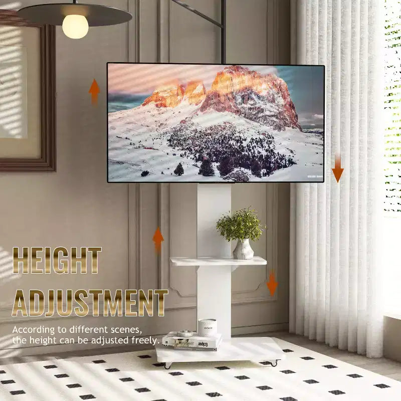 TV Stand for 32-75 TVs, Adjustable Height Mobile TV Cart with Drawer and Wheels for Living Room, Bedroom, Offices -ModernLuxe