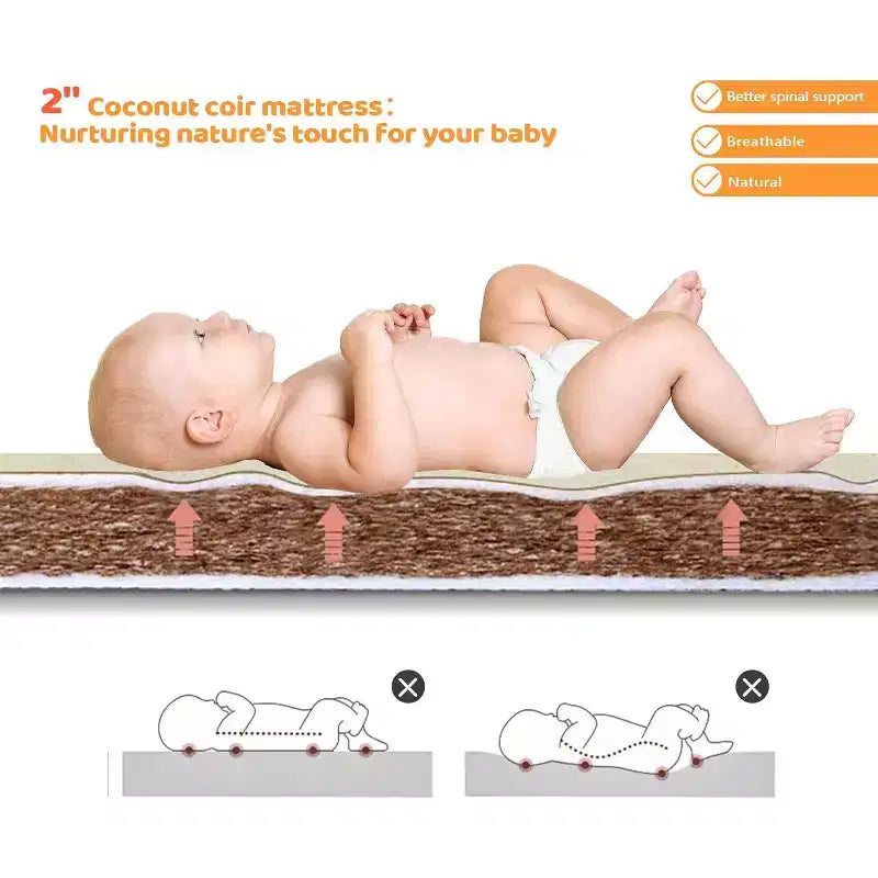 JOYMOR 8 in 1 Convertible Crib, Include 2 Mattress, Converts to Bassinet, Mid Crib, Full Size Crib, Daybed,Toddler Bed and Playard