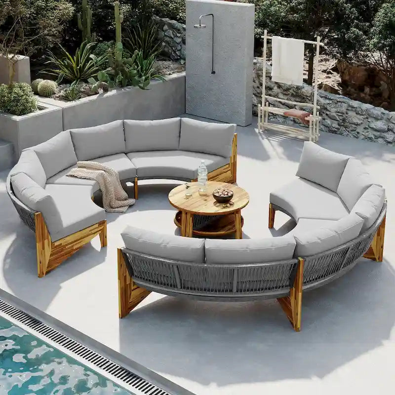 Ensemble de salon extérieur pour 6 personnes avec coussins et 1 table basse