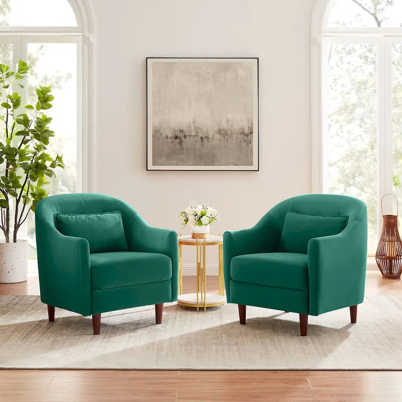 28,34 Zoll, 2er-Set Akzent-Sessel, Samt-Sessel im Fassondesign mit Beinen aus Massivholz