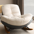 Sedia a dondolo imbottita in stile scandinavo con pouf opzionale
