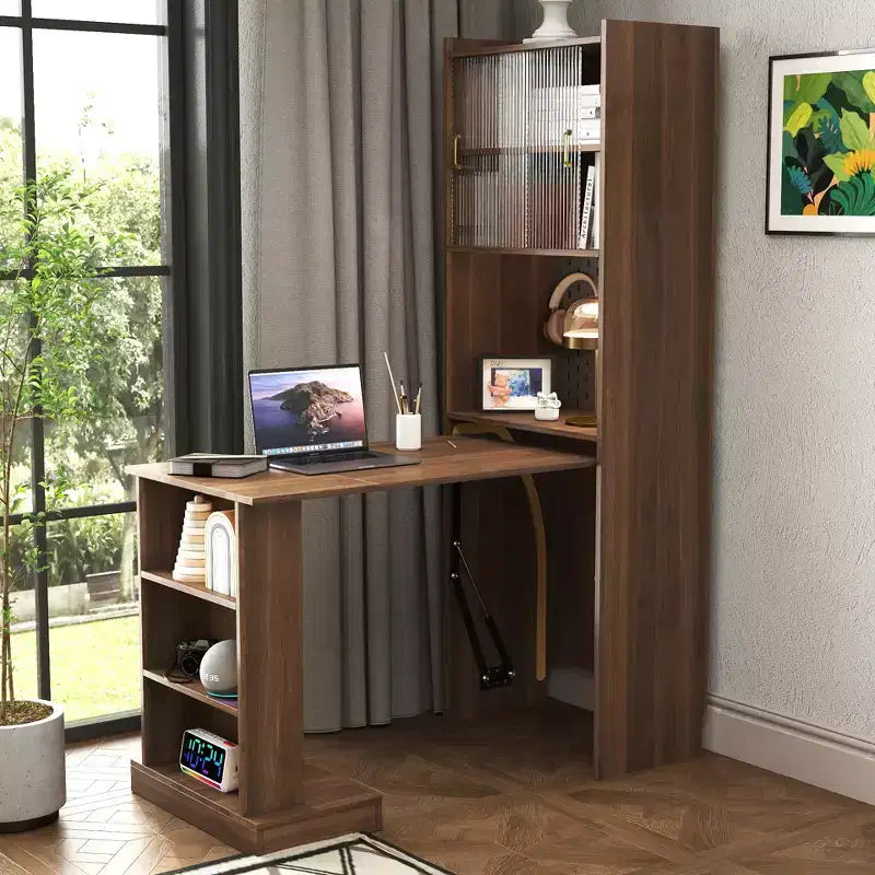 GDFStudio Sinclair moderner 36-Zoll-Holz-Klapptisch zum Lernen mit Stauraum