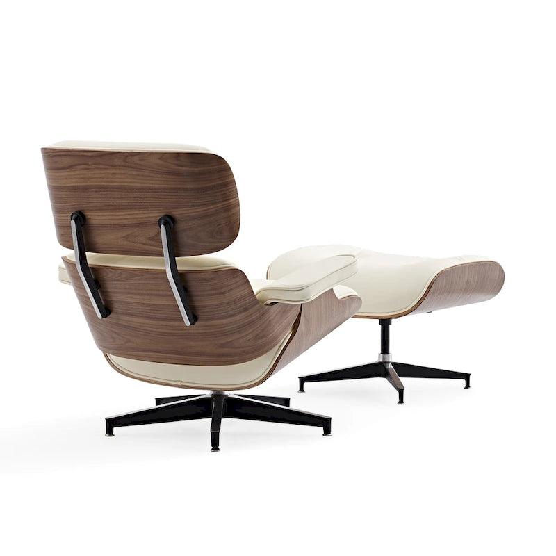 Fauteuil inclinable de salon moderne en cuir, style milieu du siècle