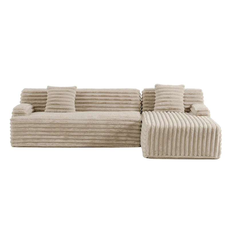 Divano componibile Cloud, divano moderno imbottito con 2 cuscini decorativi, divano componibile combinabile liberamente, divano componibile a L