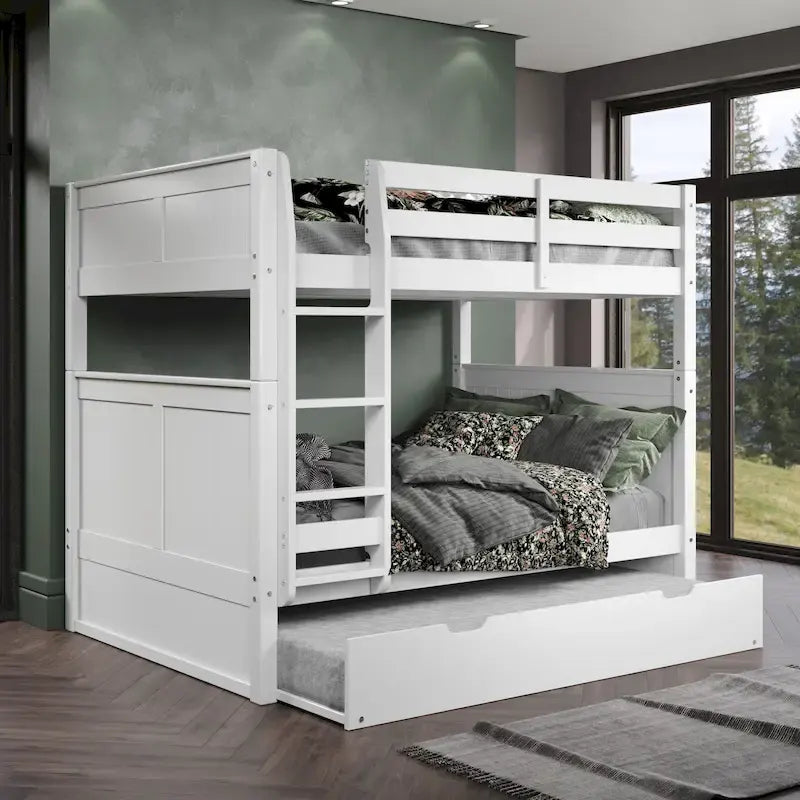 Camaflexi Etagenbett Full über Full mit ausziehbarem Twin-Bett – Kopfteil mit Paneelen