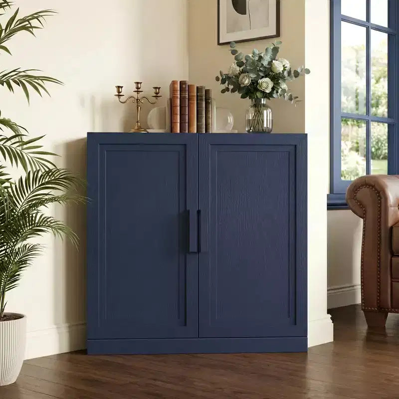 Mobile angolare Dovelina con ripiani regolabili, credenza, mobile portabottiglie e mobile da cucina e sala da pranzo con ante in legno - 31H x 31W, 36H x 31W