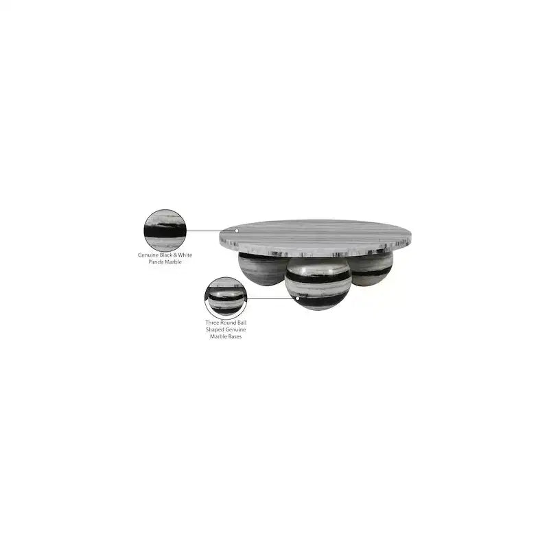 Mesa de centro redonda de mármol con patas esféricas, multicolor, para 4 personas