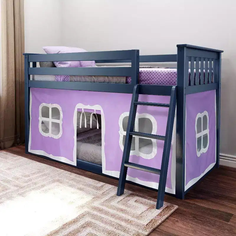 Max & Lily Twin over Twin Low Bunk with Curtains