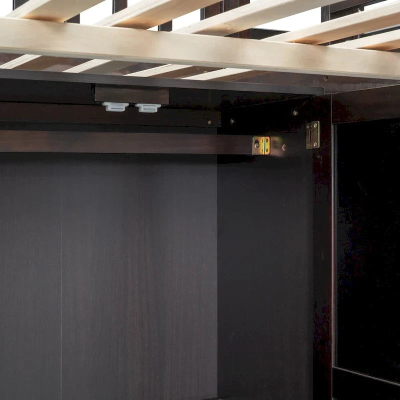 Full Pine Loft Bed with Desk and Storage
