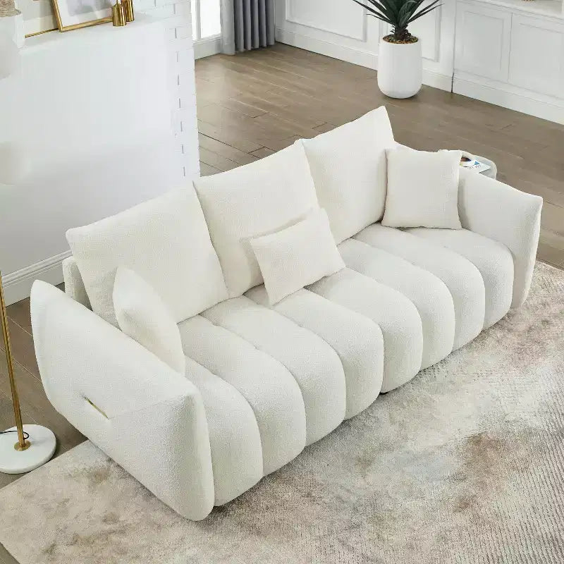 GDFStudio Alanna 79,5 modernes 3-Sitzer-Sofa mit Teddy-Stoffbezug und Kissen