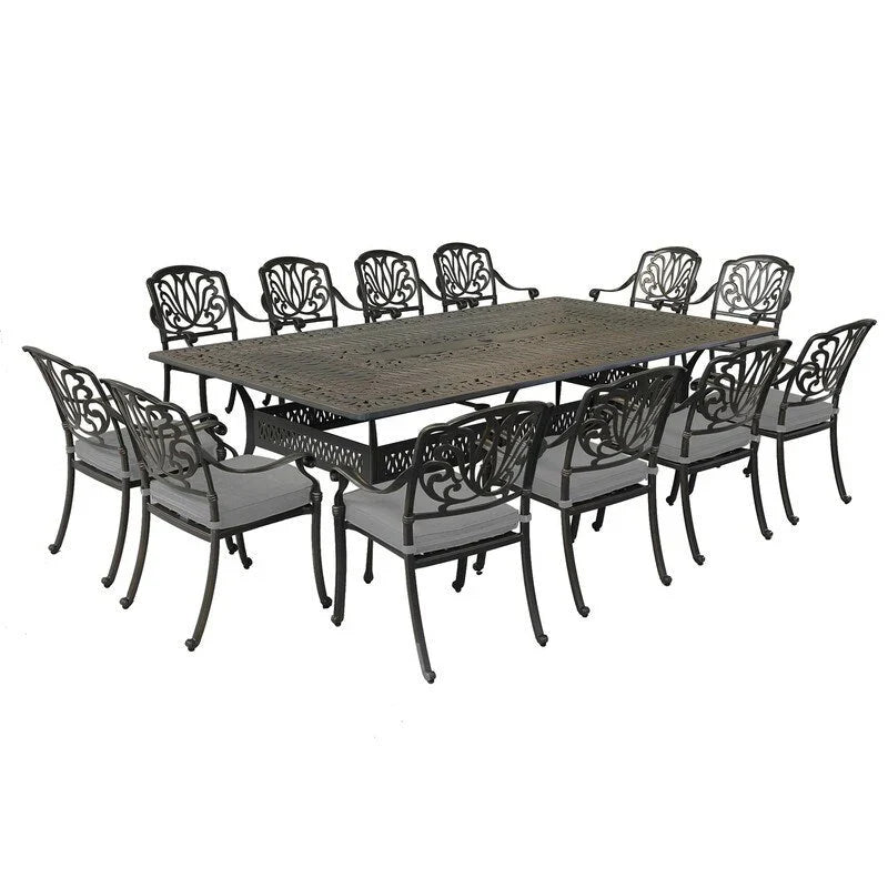 Ensemble repas de 13 pièces en aluminium gris canon de fusil Manasquan par Havenside Home