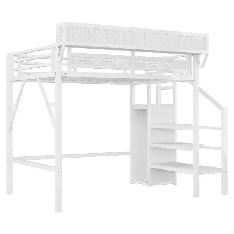 Okak hoogslaper van 239 cm voor een eenpersoonsbed met kledingkast, eenpersoonsbed met opbergplanken en mand, bedframes voor slaapkamer en studentenhuis