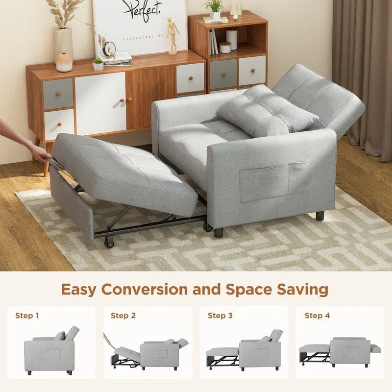 3-in-1-Schlafsofa mit verstellbarer Rückenlehne, ausziehbarer Sessel, umwandelbares Klappbett fürs Wohnzimmer