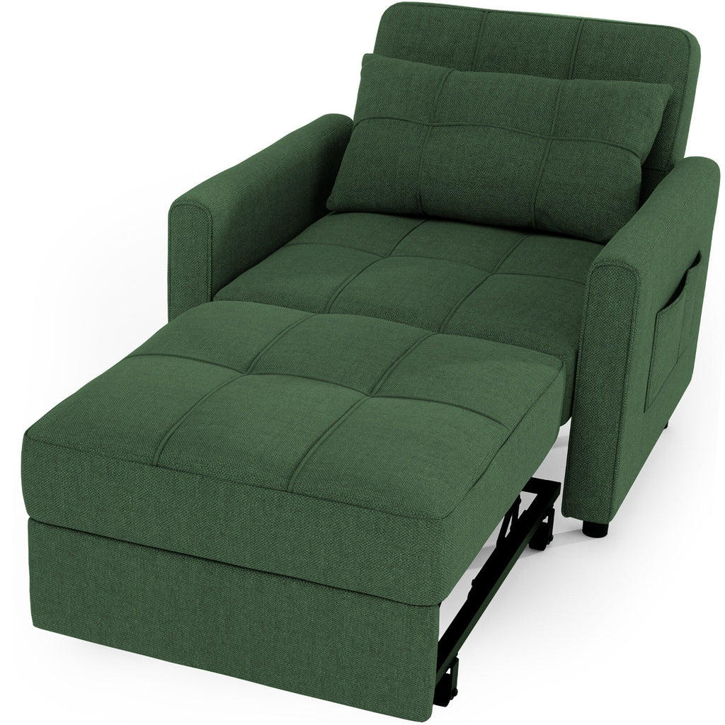 3-in-1-Schlafsofa mit verstellbarer Rückenlehne, ausziehbarer Sessel, umwandelbares Klappbett fürs Wohnzimmer