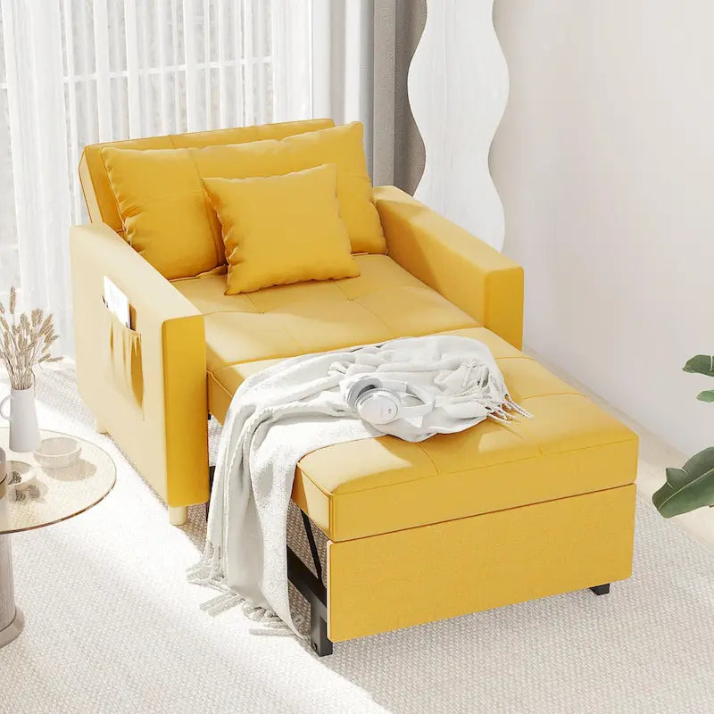 Adjustable Sleeper Chair Bed, 3-in-1 Convertible, Multiple Colors, Fits 1 Person