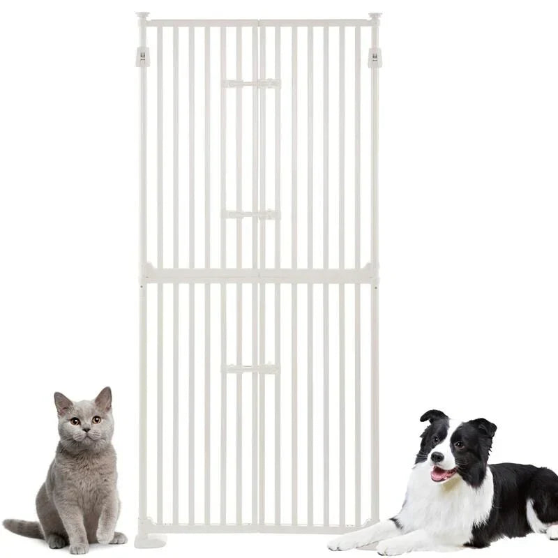 unipaws extra hoog katten- en huisdierenhek van 74 inch hoog met deuren en vergrendelingen