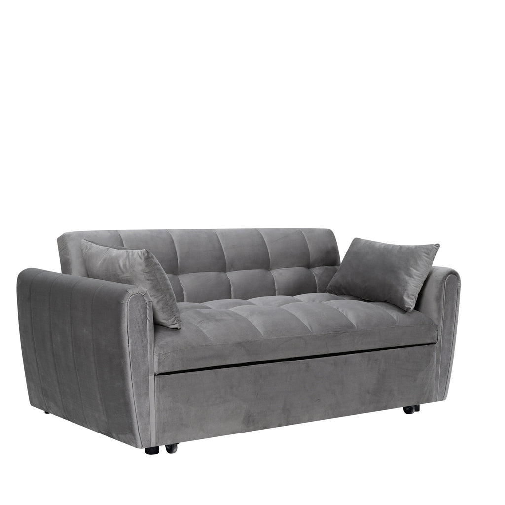 Fluwelen slaapbank van 64,96 inch, 3-in-1, met verstelbare rugleuning, opbergvak en draagvermogen van 500 lb