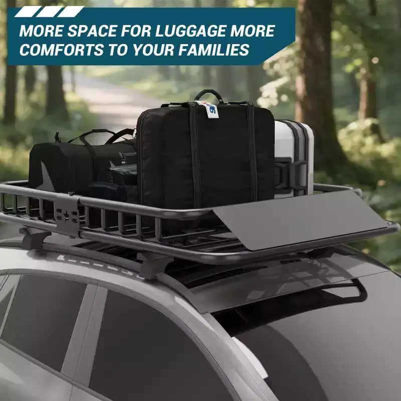 Cestino universale da tetto per portapacchi, box portabagagli da tetto con estensione, nero, per SUV, capacità di 250 libbre