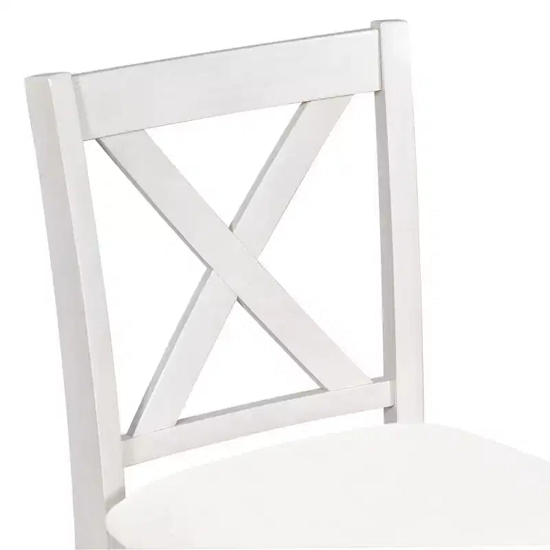 Homy Casa 5-delige eettafel- en stoelenset op aanrechthoogte met opbergplanken, wit en walnoot, moderne landelijke stijl
