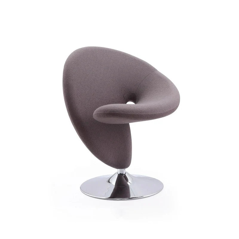 Poltrona girevole d'accento Manhattan Comfort Curl in misto lana e cromo (set da 2)