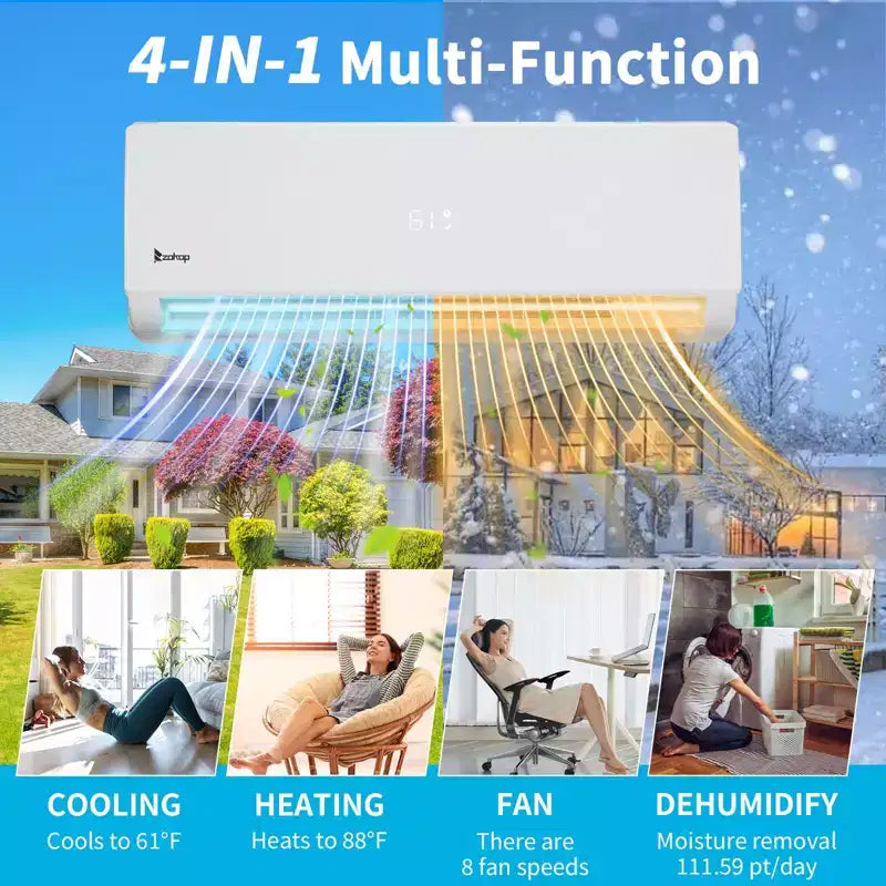 Karl Home 3-Zonen-Mini-Split-Klimaanlage mit 28000 BTU, 20 SEER2 und Wärmepumpe (9K+9K+18K)