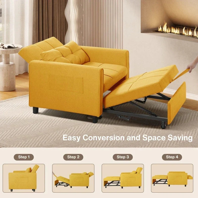 3-in-1-Schlafsofa mit verstellbarer Rückenlehne, ausziehbarer Sessel, umwandelbares Klappbett fürs Wohnzimmer
