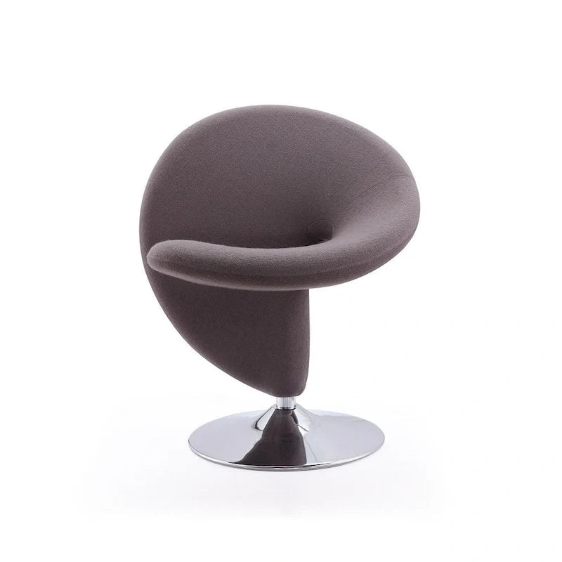 Poltrona girevole d'accento Manhattan Comfort Curl in misto lana e cromo (set da 2)