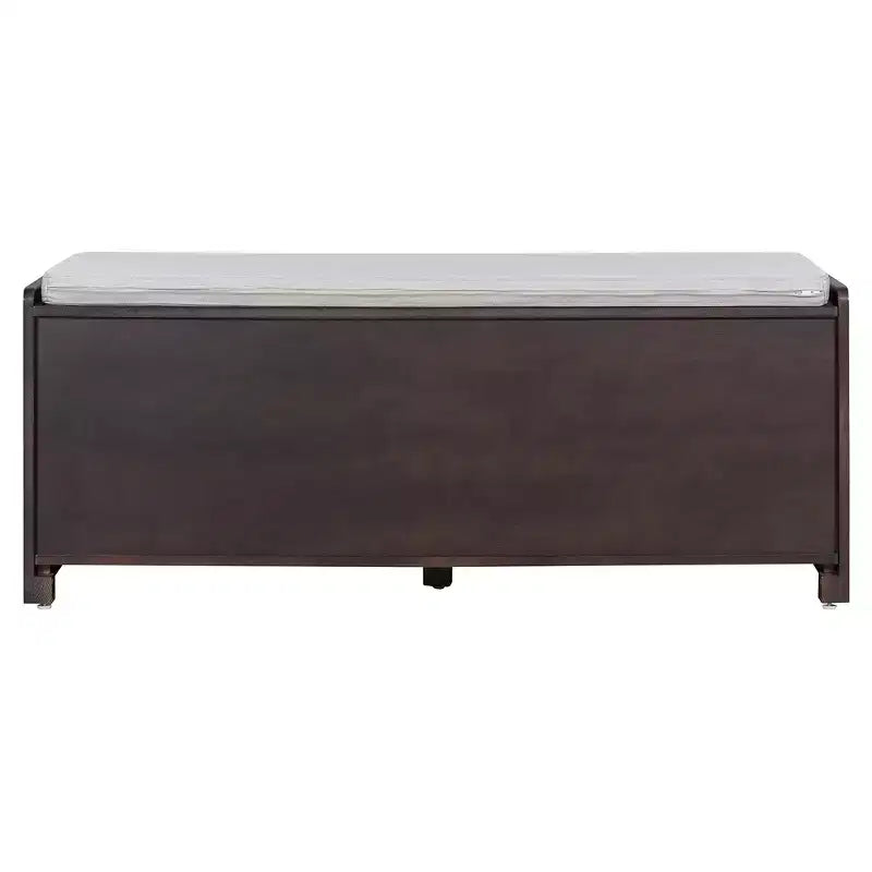 Whisen Rustic Wood Storage Bench, Entryway Shoe Bench with Removable Cushion, Adjustable Shelves