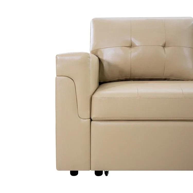 Divano componibile reversibile trasformabile con letto estraibile, chaise longue con contenitore nascosto e gambe resistenti
