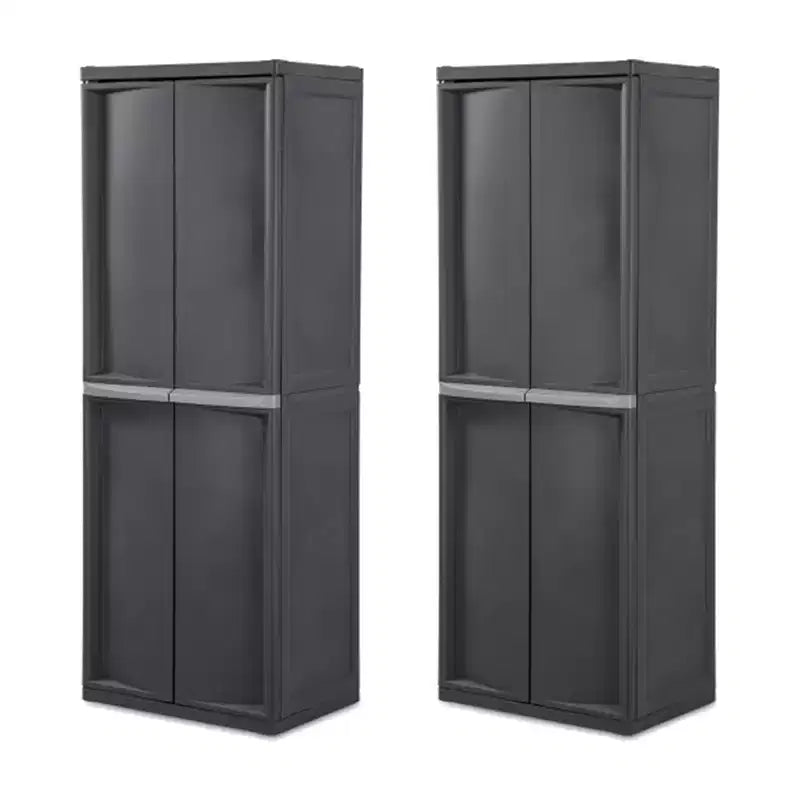 Armario organizador de almacenamiento para garaje Sterilite, paquete de 2, con 4 estantes ajustables, gris