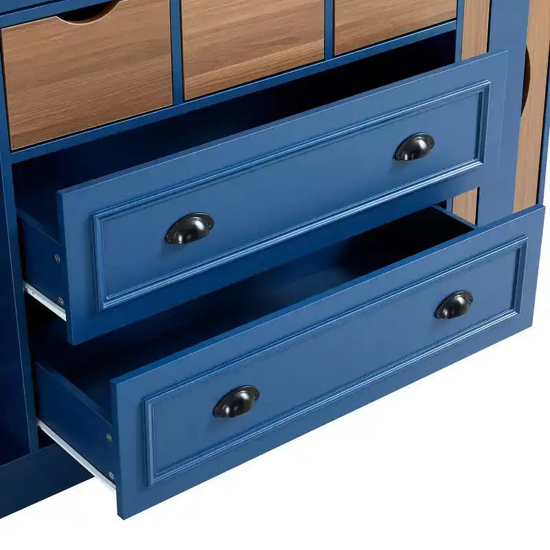 Despensa de cocina independiente Whisen de 71'' de altura, armario grande de almacenamiento para comedor con aparador, 4 puertas plegables, estantes y botelleros