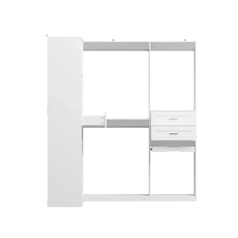 Penderie d'angle avec 2 tringles, porte-pantalons et organisateur de rangement pour chaussures