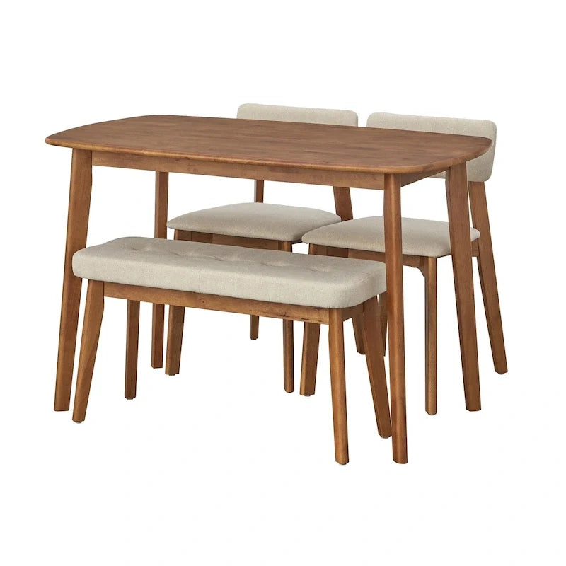 Simple Living Nettie-eetset van massief hout, 4-delig