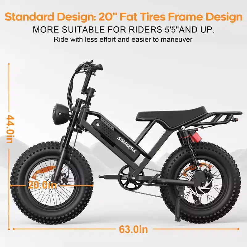 Eilleo 20 Fat-Tire-E-Bike, 750-W-Motor (920 W Spitzenleistung), 24,9 mph, 5070 Meilen Reichweite, 48-V-15,6-Ah-Akku, Vollfederung, Shimano 7-Gang