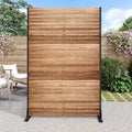 MAYEERTY 72 inch Room Divider with Galvanized Frame Wood Gain Privacy Screen Garden Fence Patio Beige