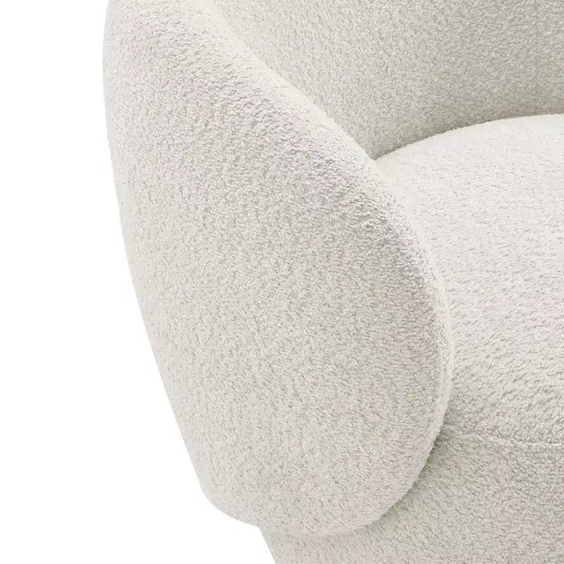 Poltrona barrel girevole imbottita d'accento Spruce&Spring con base in legno