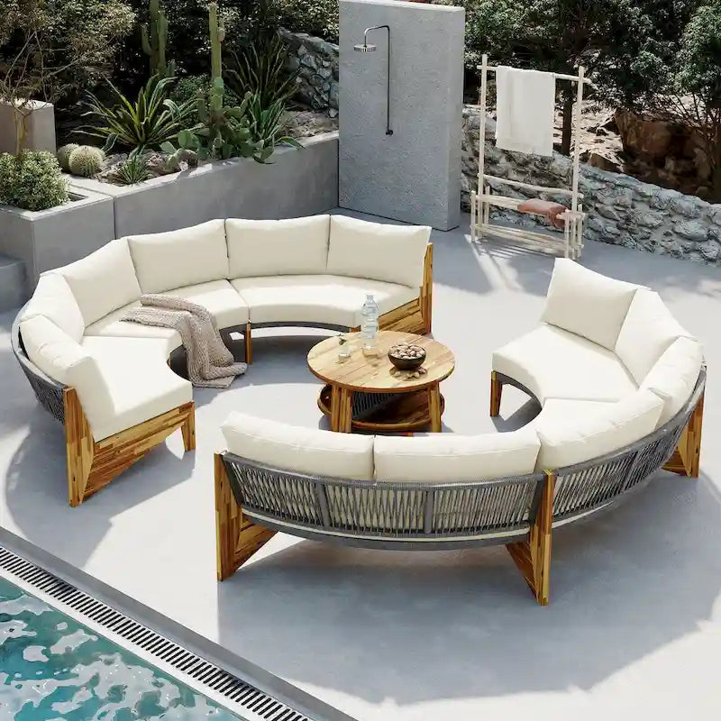 Ensemble de salon extérieur pour 6 personnes avec coussins et 1 table basse