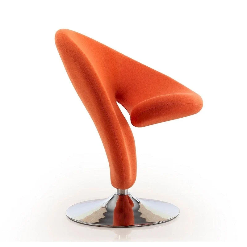 Poltrona girevole d'accento Manhattan Comfort Curl in misto lana e cromo (set da 2)