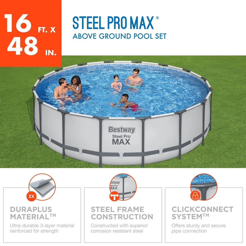 Bestway Steel Pro MAX rond bovengronds zwembad met pomp en afdekzeil