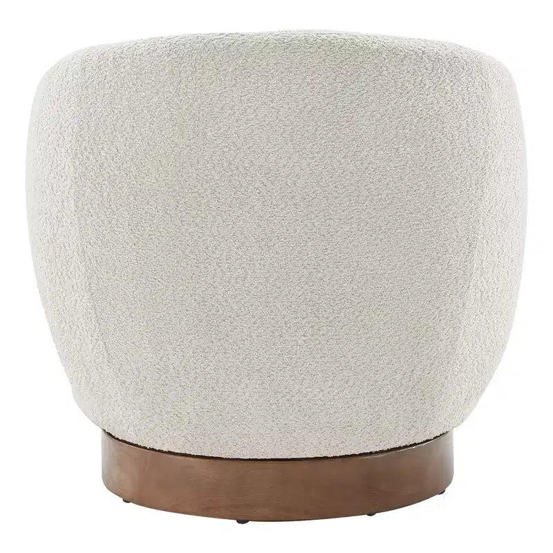 Poltrona barrel girevole imbottita d'accento Spruce&Spring con base in legno