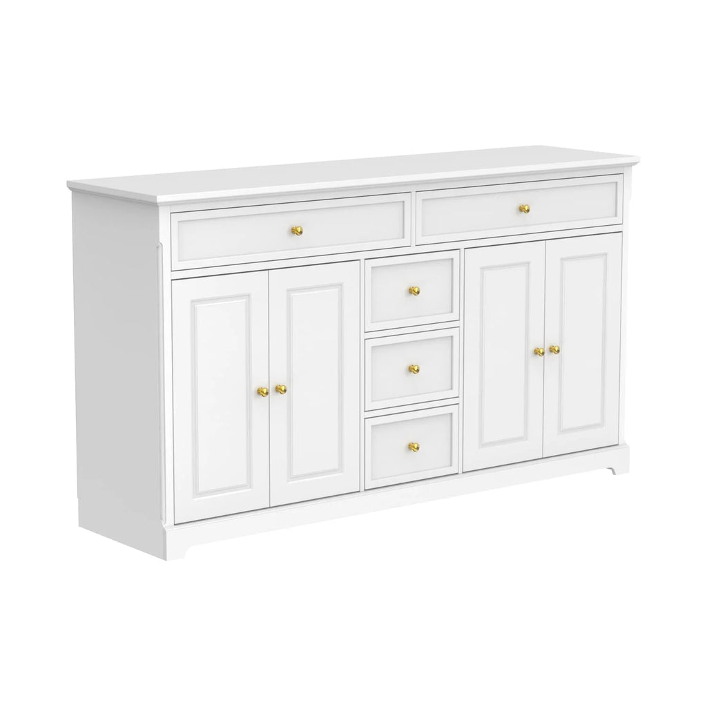 Credenza buffet bianca da 59.1'' in stile moderno di metà secolo, contemporanea e laccata