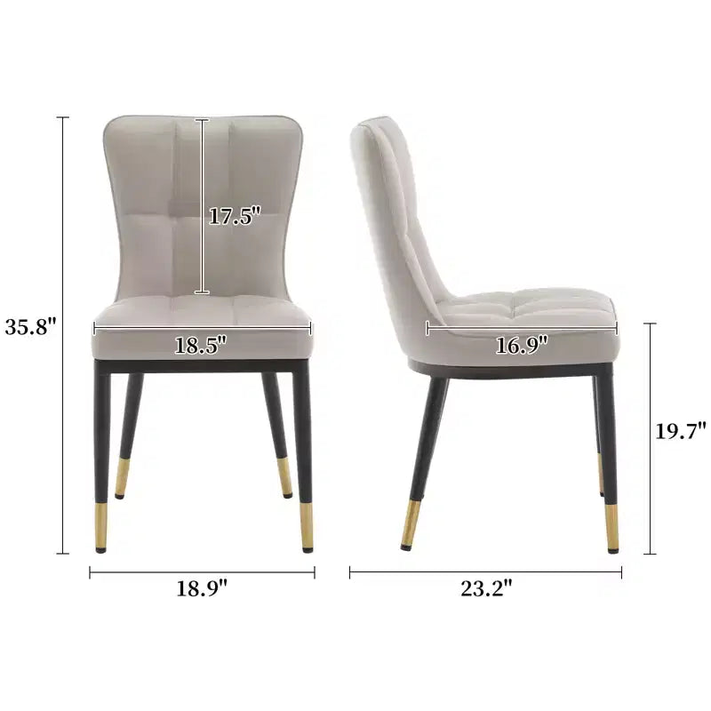 Bekrvio Dining Room Chairs Set of 6, Modern Upholstered Faux Leather Seat with High Back, Metal Legs, Armless Kitchen Chairs for Living Dinning Room