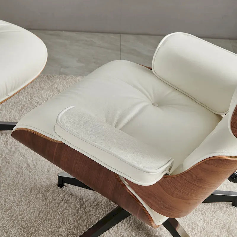 Fauteuil inclinable de salon moderne en cuir, style milieu du siècle