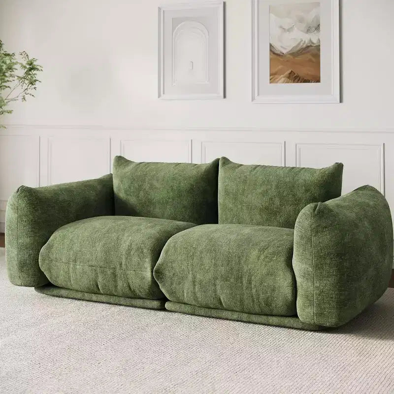 Canapé modulaire 2 places en tissu chenille, canapé nuage avec éponge haute résilience, sans accoudoirs pour petits espaces