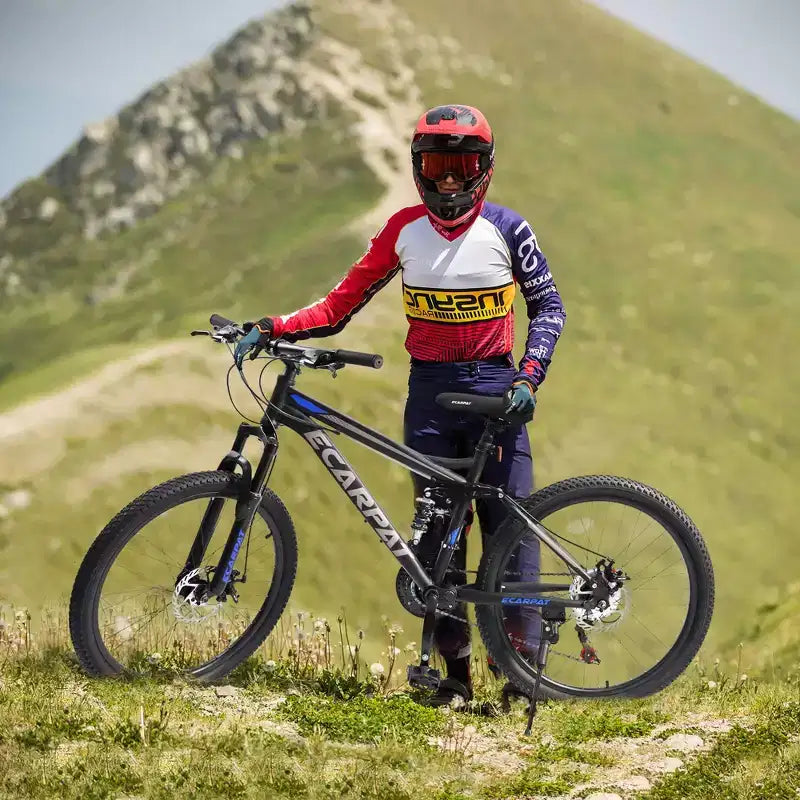 Okak Mountainbike 27,5 Zoll mit vorderen und hinteren Doppelstoßdämpfern, Dirtbike mit 21 Gängen und mechanischen Scheibenbremsen, Erwachsenenfahrrad für Männer und Frauen