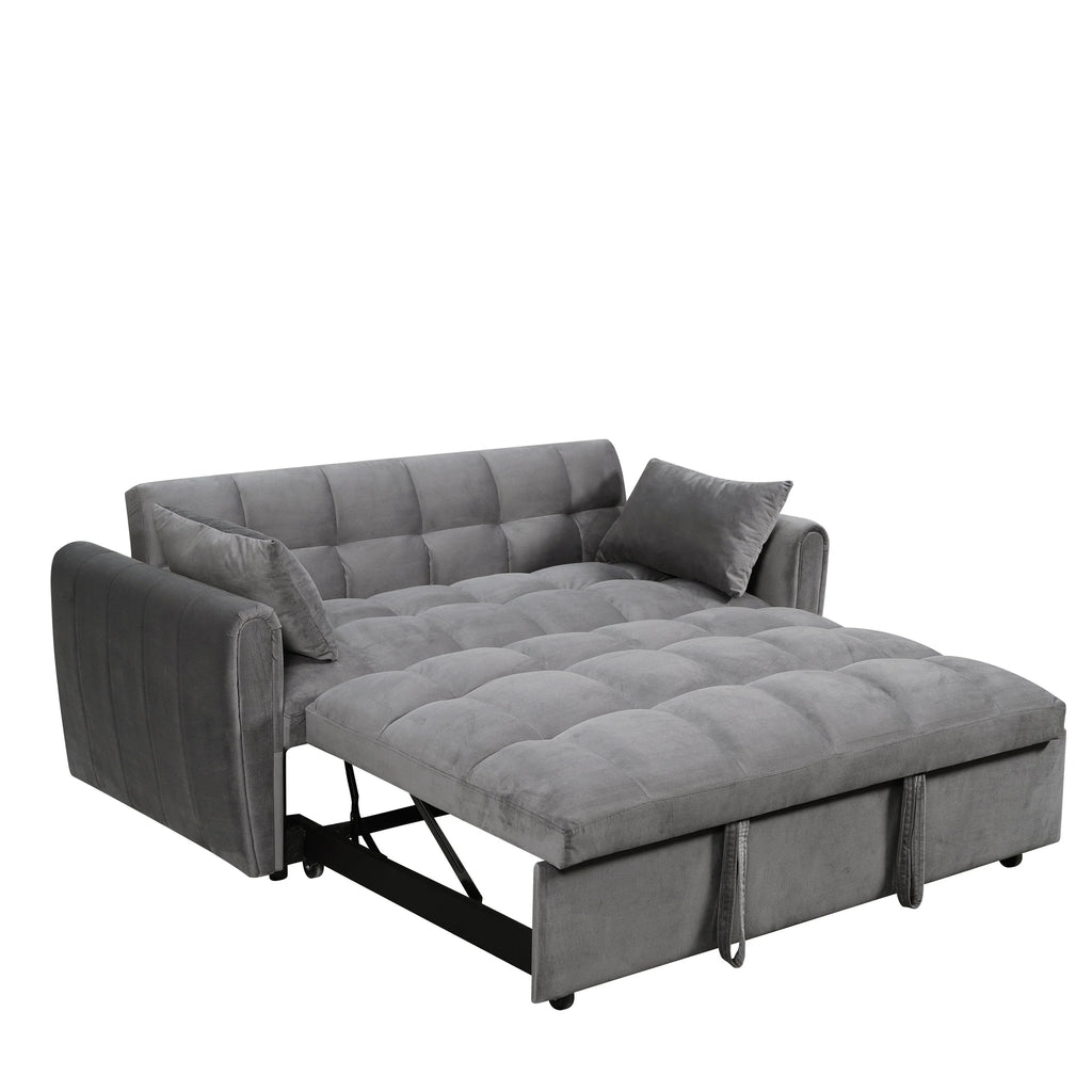 Fluwelen slaapbank van 64,96 inch, 3-in-1, met verstelbare rugleuning, opbergvak en draagvermogen van 500 lb
