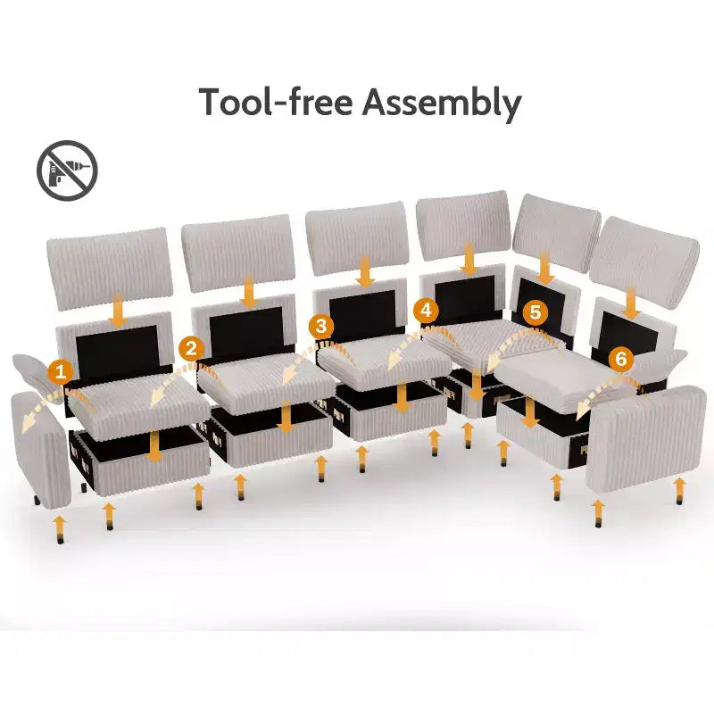 Canapé sectionnel modulaire en velours côtelé Dyonery avec housses lavables
