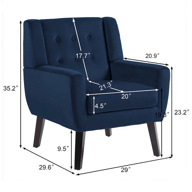 Set van 2 fluwelen accentstoelen voor de woonkamer, gestoffeerde fauteuils
